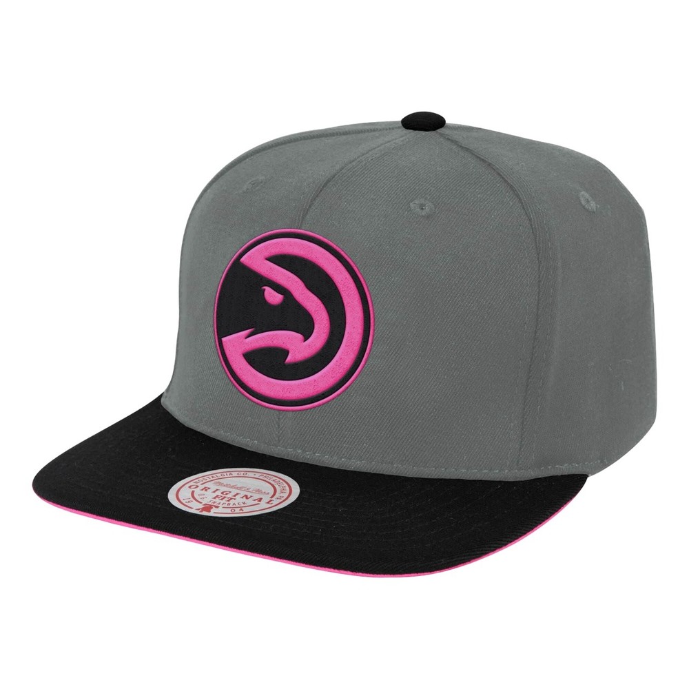 Mitchell Ness Atlanta Hawks Neon Lights Snapback Hat Cap Gray NBA Basketball